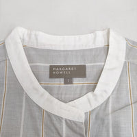 MARGARET HOWELL WIDE PJ STRIPE COTTON LINEN ノースリーブ ブラウス シャツ グレー レディース マーガレットハウエル【中古】4-0823S♪