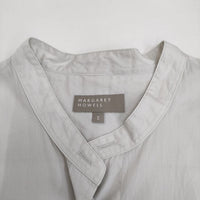 MARGARET HOWELL 578-1152003 LIGHT COTTON POPLIN バンドカラー 半袖シャツ ライトグレー レディース マーガレットハウエル【中古】4-0823S♪