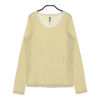 MHL. 595-169376 サイズ2 ボーダー Uネック 長袖Ｔシャツ カットソー ロンＴ イエロー ホワイト レディース エムエイチエル【中古】5-0305M♪