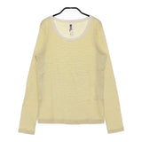 MHL. 595-169376 サイズ2 ボーダー Uネック 長袖Ｔシャツ カットソー ロンＴ イエロー ホワイト レディース エムエイチエル【中古】5-0305M♪