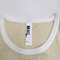 MHL. 595-169376 サイズ2 ボーダー Uネック 長袖Ｔシャツ カットソー ロンＴ イエロー ホワイト レディース エムエイチエル【中古】5-0305M♪