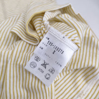 MHL. 595-169376 サイズ2 ボーダー Uネック 長袖Ｔシャツ カットソー ロンＴ イエロー ホワイト レディース エムエイチエル【中古】5-0305M♪
