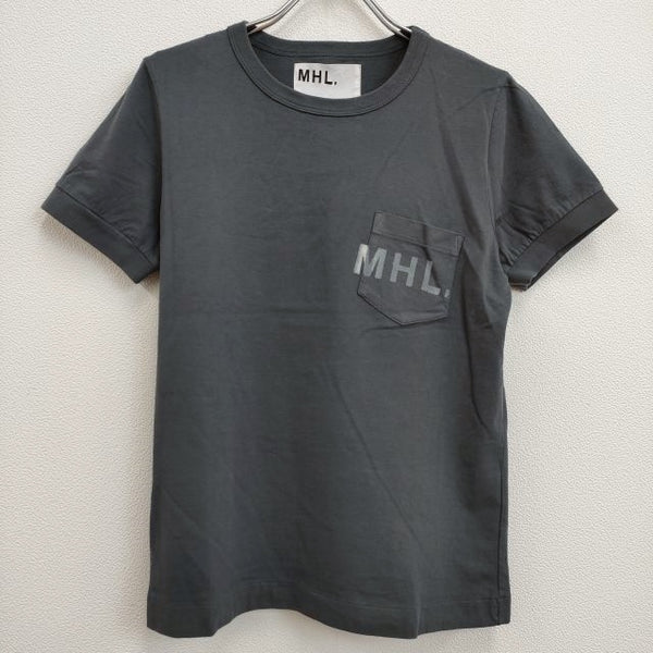 MHL. 595-9168501 サイズ2 ポケット ロゴ 半袖Ｔシャツ カットソー ブルーグレー レディース エムエイチエル【中古】4-0820S♪