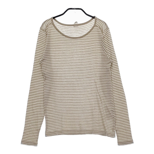 MARGARET HOWELL 589-169101 コットンシルク ボーダー 長袖Tシャツ カットソー グレー ホワイト レディース マーガレットハウエル【中古】5-0305M♪