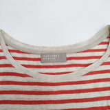 MARGARET HOWELL 578-168206 サイズ2 リネンボーダー半袖Tシャツ カットソー ベージュ レッド レディース マーガレットハウエル【中古】4-0820S♪