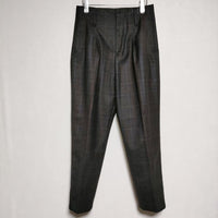 MARGARET HOWELL 578-0243610 PLAID WOOL Lovat 2タックトラウザーズ スラックス チェック パンツ 20AW チャコールグレー レディース マーガレットハウエル【中古】4-1005T∞