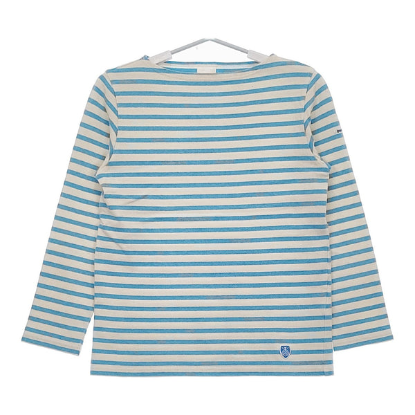 ORCIVAL ボートネック ボーダー サイズ1 長袖Tシャツ カットソー ロンT ホワイト ライトブルー レディース オーシバル/オーチバル【中古】5-0305M♪