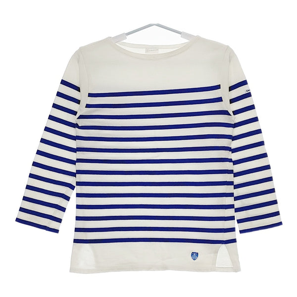 ORCIVAL ボートネック ボーダー サイズ1 長袖Ｔシャツ カットソー ロンＴ ホワイト ブルー レディース オーシバル/オーチバル【中古】5-0305M♪