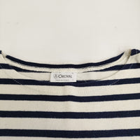 ORCIVAL ボートネック ボーダー サイズ1 長袖Ｔシャツ カットソー ロンＴ キナリ ネイビー レディース オーシバル/オーチバル【中古】5-0305M♪