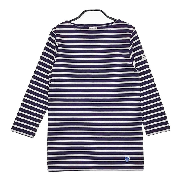 ORCIVAL ボートネック ボーダー サイズ1 長袖Ｔシャツ カットソー ロンＴ パープル ホワイト レディース オーシバル/オーチバル【中古】5-0305M♪