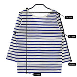 Le Minor バックVネック 長袖 ボーダー サイズ1 コットン カットソー ホワイト ブルー レディース ルミノア【中古】5-0321M△