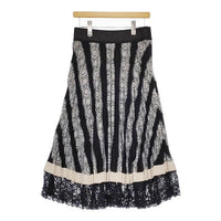 VIVIENNE TAM プリーツ 裾レース ロングスカート ブラック ホワイト レディース ヴィヴィアンタム【中古】5-0224M∞