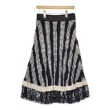 VIVIENNE TAM プリーツ 裾レース ロングスカート ブラック ホワイト レディース ヴィヴィアンタム【中古】5-0224M∞
