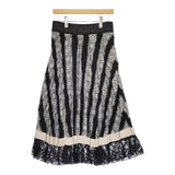 VIVIENNE TAM プリーツ 裾レース ロングスカート ブラック ホワイト レディース ヴィヴィアンタム【中古】5-0224M∞