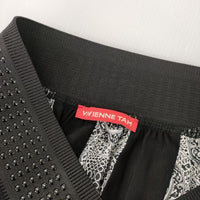 VIVIENNE TAM プリーツ 裾レース ロングスカート ブラック ホワイト レディース ヴィヴィアンタム【中古】5-0224M∞