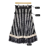 VIVIENNE TAM プリーツ 裾レース ロングスカート ブラック ホワイト レディース ヴィヴィアンタム【中古】5-0224M∞