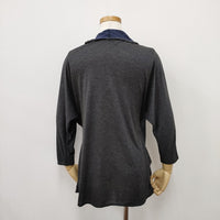 VIVIENNE TAM 変型 カーディガン サイズ0 シルク混 カーディガン グレー ネイビー レディース ヴィヴィアンタム【中古】5-0711M◎