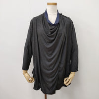 VIVIENNE TAM 変型 カーディガン サイズ0 シルク混 カーディガン グレー ネイビー レディース ヴィヴィアンタム【中古】5-0711M◎