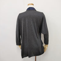 VIVIENNE TAM 変型 カーディガン サイズ0 シルク混 カーディガン グレー ネイビー レディース ヴィヴィアンタム【中古】5-0711M◎