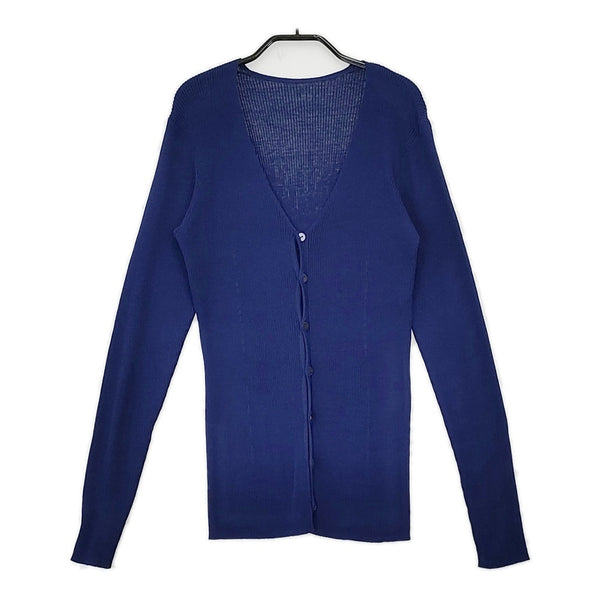 JURGEN LEHL J0151KJ032 コットンシルク リブニット サイズL カーディガン ブルー レディース ヨーガンレール【中古】5-0502M△