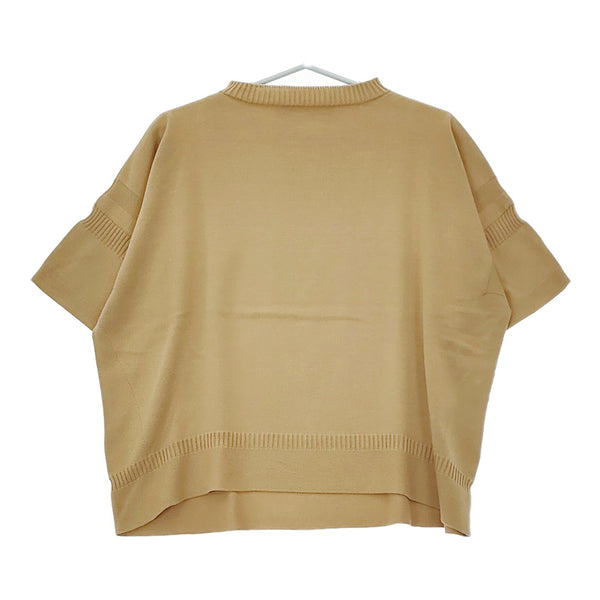 nicholson and nicholson ISLAND コットン 五分袖 ニット ベージュ レディース ニコルソンアンドニコルソン【中古】5-0502M△