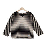 ORCIVAL Vネック ボーダー 長袖Ｔシャツ カットソー ロンＴ ベージュ ブラック レディース オーシバル/オーチバル【中古】5-0224M∞