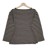 ORCIVAL Vネック ボーダー 長袖Ｔシャツ カットソー ロンＴ ベージュ ブラック レディース オーシバル/オーチバル【中古】5-0224M∞