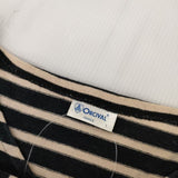 ORCIVAL Vネック ボーダー 長袖Ｔシャツ カットソー ロンＴ ベージュ ブラック レディース オーシバル/オーチバル【中古】5-0224M∞