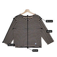 ORCIVAL Vネック ボーダー 長袖Ｔシャツ カットソー ロンＴ ベージュ ブラック レディース オーシバル/オーチバル【中古】5-0224M∞