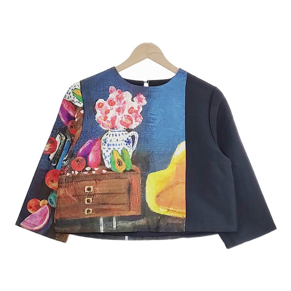 Ameri VINTAGE 017240470 PATTY TOP プリント ブラウス シャツ ネイビー レディース アメリヴィンテージ【中古】4-1030M♪