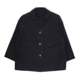 Lin francais d'antan 丸襟 羽織 コットン 七分袖 ジャケット ブラック レディース ランフランセダンタン【中古】5-0421M∞