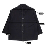 Lin francais d'antan 丸襟 羽織 コットン 七分袖 ジャケット ブラック レディース ランフランセダンタン【中古】5-0421M∞