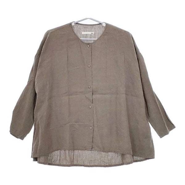 evam eva Linen shirts リネン ブラウス 定価26400円 E223T013 長袖シャツ グレージュ レディース エヴァムエヴァ【中古】5-0421M∞