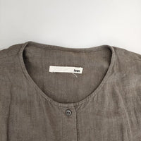 evam eva Linen shirts リネン ブラウス 定価26400円 E223T013 長袖シャツ グレージュ レディース エヴァムエヴァ【中古】5-0421M∞