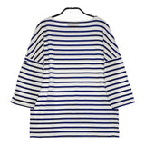 SAINT JAMES ピリアック ボーダー ボートネック コットン Ｔシャツ カットソー ブルー ホワイト レディース セントジェームス【中古】5-0502M△