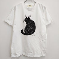 HARVESTY ネコ 猫 プリント サイズ2 半袖Ｔシャツ カットソー ホワイト レディース ハーベスティ【中古】4-0820S♪