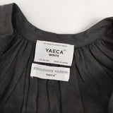 YAECA WRITE 90740 GATHER BLOUSE LONG ギャザー リネン ワンピース LOGWOOD ブラック レディース ヤエカ【中古】5-0301M∞