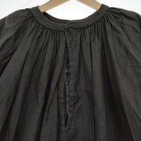 YAECA WRITE 90740 GATHER BLOUSE LONG ギャザー リネン ワンピース LOGWOOD ブラック レディース ヤエカ【中古】5-0301M∞