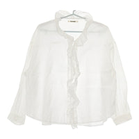 tumugu ロイヤルリネンフリルブラウス 定価17380円 TB23106 ブラウス シャツ ホワイト レディース ツムグ【中古】5-0502M△