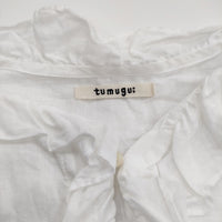 tumugu ロイヤルリネンフリルブラウス 定価17380円 TB23106 ブラウス シャツ ホワイト レディース ツムグ【中古】5-0502M△