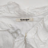 tumugu ロイヤルリネンフリルブラウス 定価17380円 TB23106 ブラウス シャツ ホワイト レディース ツムグ【中古】5-0502M△