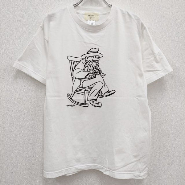 HARVESTY OLD MAN プリント サイズ2 半袖Ｔシャツ カットソー ホワイト レディース ハーベスティ【中古】4-0814S♪