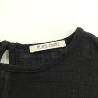 BLACK CRANE アメリカ製 ガーゼ 半袖 サイズXS コットン オールインワン ツナギ ブラック レディース ブラッククレーン【中古】5-0502S△
