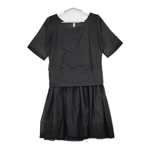 petite robe noire PRO-0074 コットンシルク duna シアー ワンピース ブラック レディース プティローブノアー【中古】5-0502S△