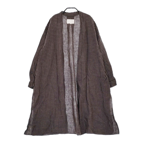FLIPTS&DOBBELS リネン チェック 羽織 ローブ サイズ1 カーディガン ブラウン レディース フィリップスダブルス【中古】5-0509M♪