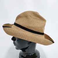 mature ha BOXED HAT 11cm brim switch color line 帽子 ハット ベージュ レディース マチュアーハ【中古】4-0814M♪