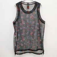 BEAMS BOY/S2W8/South2 West8 Bush Tanktop Dark Flower メッシュ花柄タンクトップ 黒 ビームスボーイサウスツーウェストエイト【中古】4-0814S♪