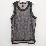 BEAMS BOY/S2W8/South2 West8 Bush Tanktop Dark Flower メッシュ花柄タンクトップ 黒 ビームスボーイサウスツーウェストエイト【中古】4-0814S♪