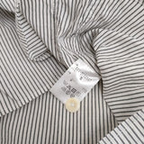 MHL. 595-0152507 サイズ3 COTTON LINEN STRIPE ストライプバンドカラー半袖シャツ ホワイト グレー レディース エムエイチエル【中古】4-0904S♪