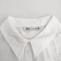 ZARA プリーツ 長袖シャツ ホワイト レディース ザラ【中古】4-0904M♪